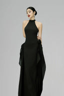 Black Ezza Halter-neck Maxi Dress for women, from BYDI, The Viet Concept 