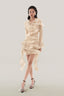 Front of Beige Long Sleeve Satin Dress for women, from MUST HAVE, The Viet Concept