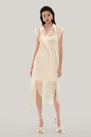 Front of Beige Minimal Shirt-Dress for women, from MUST HAVE, The Viet Concept