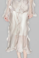 Detai of Beige Ruffle Midi Skirt for women, form MUST HAVE, The Viet Concept