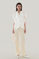 Front of Beige Satin Straight Pants for women, from MUST HAVE, The Viet Concept