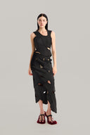 Front of Black Cut-Out Layer Top, Black Cut-Out Layer Midi Skirt for women, from MUST HAVE, The Viet Concept1