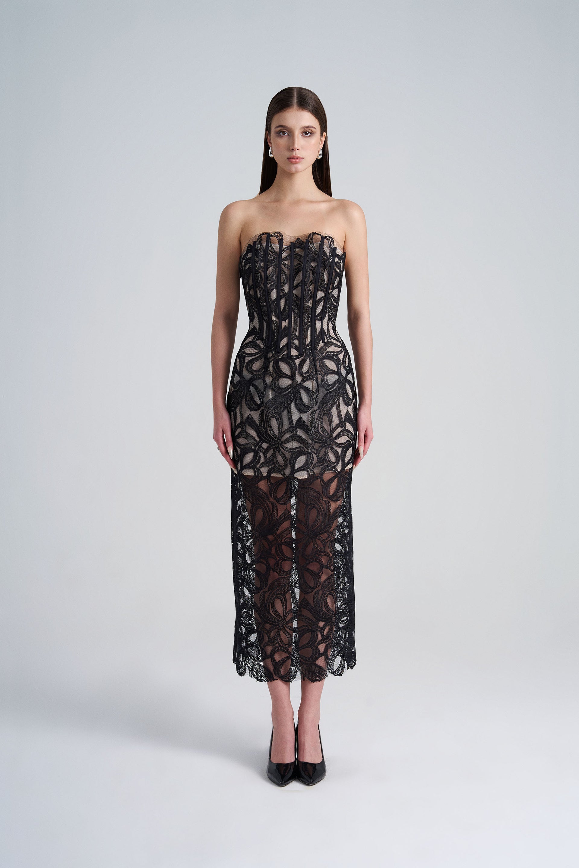 Shop Lace Mesh Floral Dress at The Viet Concept | Women's Dresses