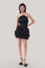 Front of Black Strapless Satin Top, Black Bubble Mini Skirt for women, from MUST HAVE The Viet Concept