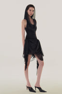 Front of Black Wrap Mini Hoodie Dress for women, from MUST HAVE, The Viet Concept 
