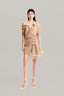 Front of Caramel Off-Shoulder Mini Shirt-Dress for women, form MUST HAVE, The Viet Concept