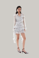 Front of Grey Long Sleeve Satin Dress for women, from MUST HAVE, The Viet Concept 
