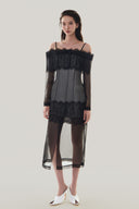 Front of Monochrome Off-shoulder Midi Dress for women, from MUST HAVE, The Viet Concept