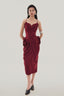 Front of Red Velvet Peg-top Midi Dress for women, from MUST HAVE, The Viet Concept