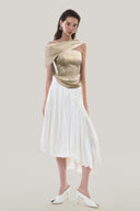 Front of White Pleated Midi Bubble Skirt for women, from MUST HAVE, The Viet Concept 