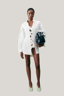 Front of White Shameplant Asymmetric Cuff Sleeved Linen Shirt for women, from LECIA, The Viet Concept