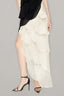 Detail of Beige Asymmetric Layered Midi Skirt for women, form MUST HAVE, The Viet Conceptept