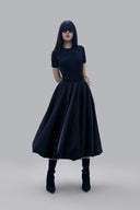 Front of Black Long Bubble Skirt for women, from CAOSTU, The Viet Concept 