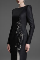 GVLUX • Wavy Smoked Crystal Embellished Dress