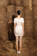 DO LONG • Mushroom White Structured Mini Dress With Pockets