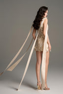 Crystal Floral Lace Mini Dress With Silk Bow Straps for women, from IHF STUDIO, The Viet Concept 