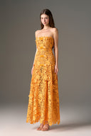 Orange Jardin Crystal Bow Midi Dress for women, from IHF STUDIO, The Viet Concept 