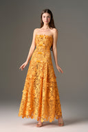 Orange Jardin Crystal Bow Midi Dress for women, from IHF STUDIO, The Viet Concept 