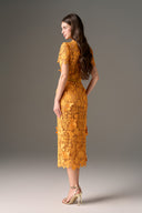 Orange Jardin Embellished Lace A-Line Midi Dress for women, from IHF STUDIO, The Viet Concept 