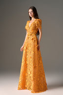 Orange Jardin Embellished Lace Midi Dress for women, from IHF STUDIO, The Viet Concept 