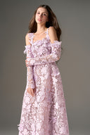 Lavande Éclat Floral Lace Off-Shoulder A-Line Maxi Dress for women, from IHF STUDIO, The Viet Concept 