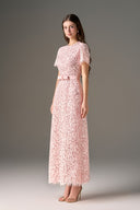 Blush Étoile Sequin Floral Lace Sculpted Midi Dress for women, from IHF STUDIO, The Viet Concept 