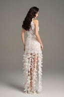 Ivory Floral Vine Lace Halter Mini Dress for women, from IHF STUDIO, The Viet Concept 
