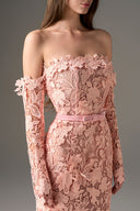 Rosaline Garden 3D Lace Off-Shoulder Column Gown for women, from IHF STDUIO, The Viet Concept 