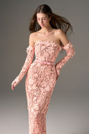 Rosaline Garden 3D Lace Off-Shoulder Column Gown for women, from IHF STDUIO, The Viet Concept 