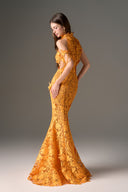 Aurélisse Orange Floral Lace Mermaid Maxi Dress for women, from IHF STUDIO, The Viet Concept 