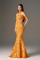 Aurélisse Orange Floral Lace Mermaid Maxi Dress for women, from IHF STUDIO, The Viet Concept 