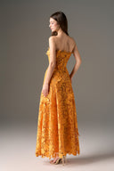 Orange Jardin Crystal Bow Midi Dress for women, from IHF STUDIO, The Viet Concept 