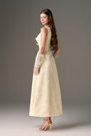 Aurielle Crystal Bow Brocade A-Line Midi Dress for women, from IHF STUDIO, The Viet Concept 