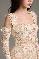 Ivory Crystal Floral Lace Off-Shoulder Mini Dress for women, from IHF ATELIER, The Viet Concept 