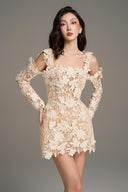 Ivory Crystal Floral Lace Off-Shoulder Mini Dress for women, from IHF ATELIER, The Viet Concept 