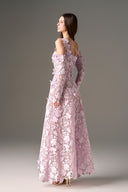 Lavande Éclat Floral Lace Off-Shoulder A-Line Maxi Dress for women, from IHF STUDIO, The Viet Concept 
