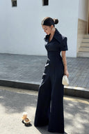 KEIRA TONG • Élan Striped Cotton Wide-leg Pants
