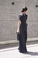 KEIRA TONG • Élan Striped Cotton Wide-leg Pants