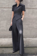 KEIRA TONG • Élan Striped Cotton Wide-leg Pants