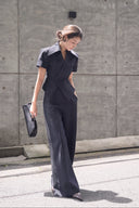 KEIRA TONG • Asymmetric Striped Wrap Shirt with Oversized Lapel