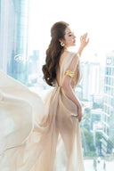 DO LONG • Insecta Ivory Floral Neckline Midi Dress