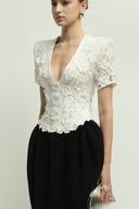 Vivien Dress Draped Jersey Button Detail Gown for women, from JENNY K TRAN, The Viet Concept