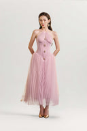 Charlotte Pleated Mesh Halter Maxi Dress for women, from JOSEPHINE, The Viet Concept 