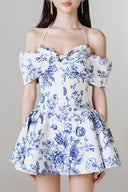Hebe Floral Off-Shoulder Mini Dress for women, from JOSEPHINE, The Viet Concept 