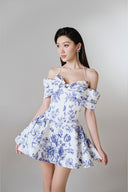 Hebe Floral Off-Shoulder Mini Dress for women, from JOSEPHINE, The Viet Concept 