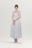 Jade Off-Shoulder Corset Layered Mesh Maxi Dress for women, from JOSEPHINE, The Viet Concept 