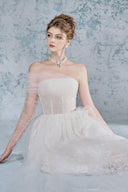Jade Off-Shoulder Corset Layered Mesh Maxi Dress for women, from JOSEPHINE, The Viet Concept 