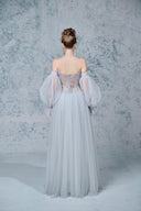 Marine Embellished Off-Shoulder Mesh Maxi Dress for women, from JOSEPHINE, The Viet Concept 