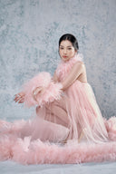 Hilton Feather Illusion Mesh Maxi Dress for women, from JOSEPHINE, The Viet Concept 