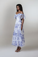 Camellia Floral Off-Shoulder Tiered Maxi Dress for women, from JOSEPHINE, The Viet Concept 